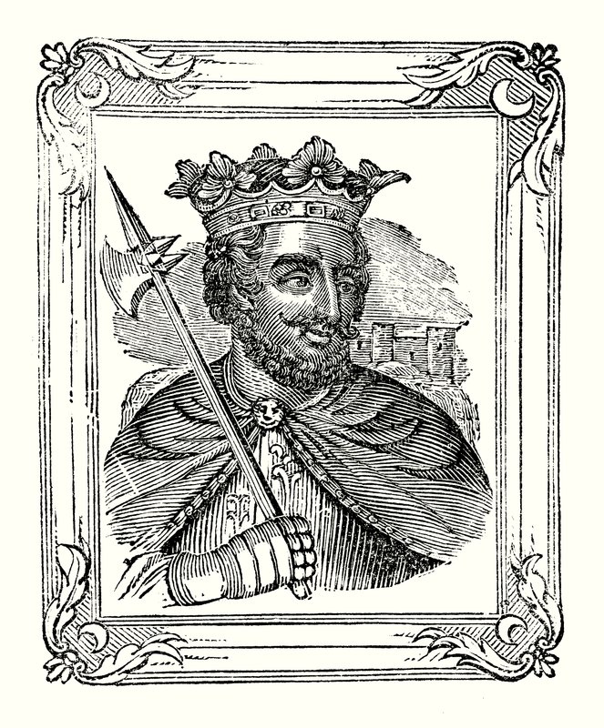 Richard I syntyi vuonna 1157, kruunattiin vuonna 1189 ja kuoli vuonna 1199 (kaiverrus) tekijältä English School