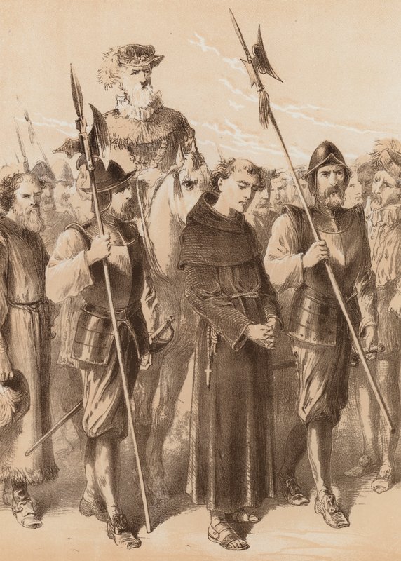 Richard Thirkill, "Sheriffin ja hänen miehiensä vartioima" (litografia) (litografia) tekijältä English School