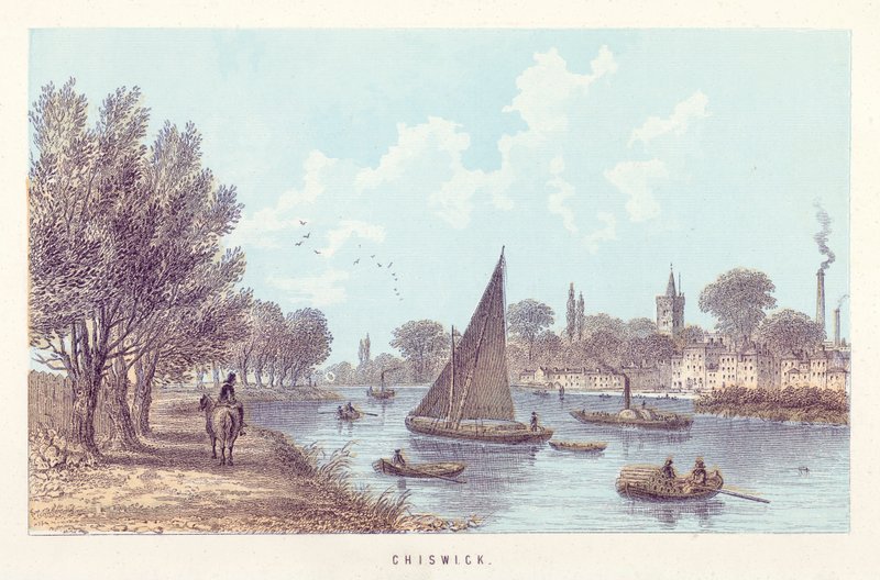 Thames-joki: Chiswick (värillinen kaiverrus) tekijältä English School