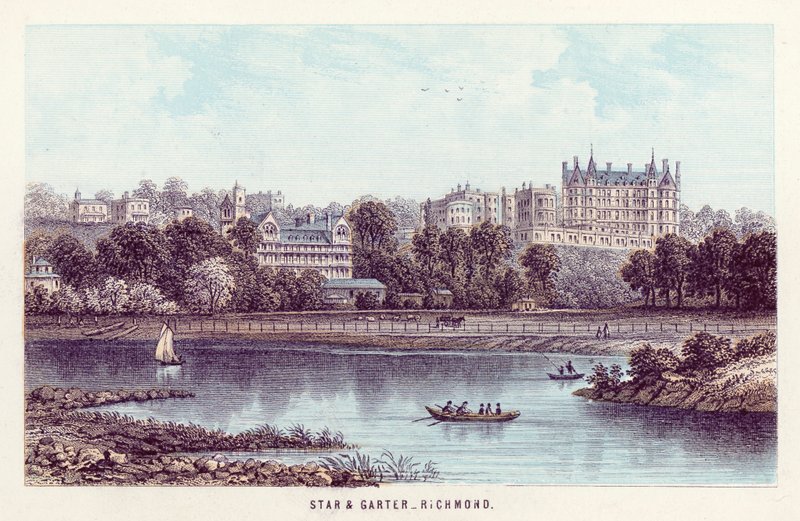 Thames-joki: Tähti ja sukkanauha, Richmond (värillinen kaiverrus) tekijältä English School