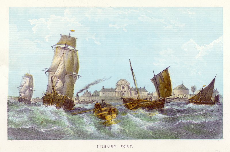 Thames-joki: Tilbury Fort (värillinen kaiverrus) tekijältä English School