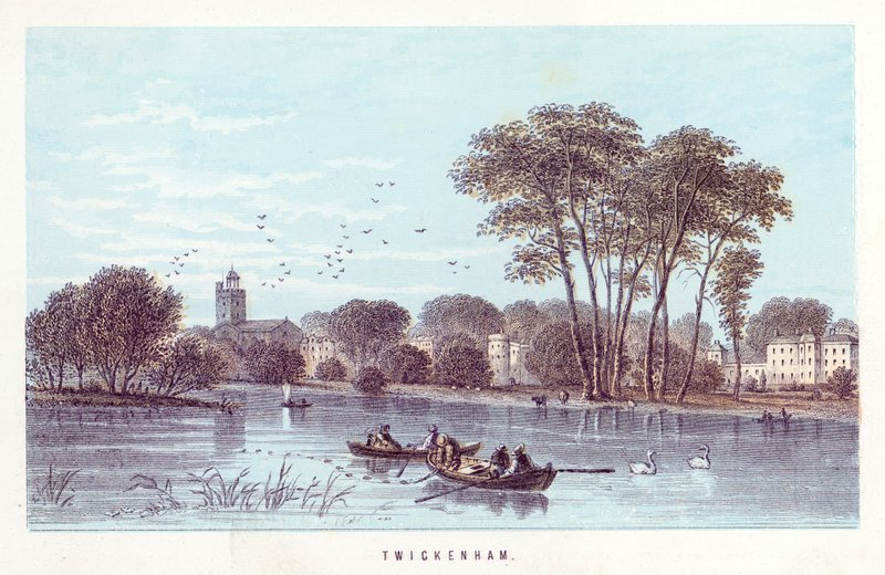 Thames-joki: Twickenham (värillinen kaiverrus) tekijältä English School
