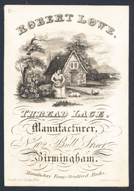 Robert Lowe, lankapitsien valmistaja, kauppakortti tekijältä English School
