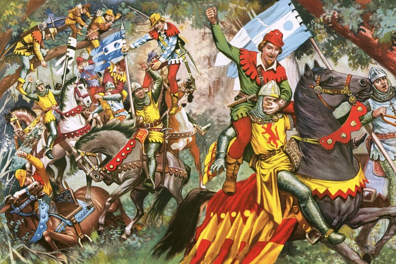 Robin Hood hyökkää Norman sotilaiden kimppuun tekijältä English School