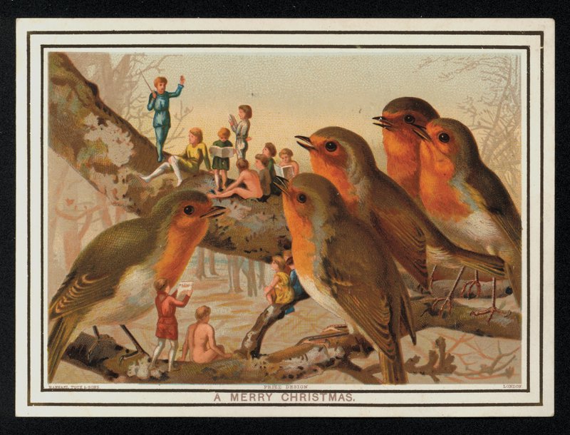 Joulutervehdyskortti. (chromolitho) tekijältä English School