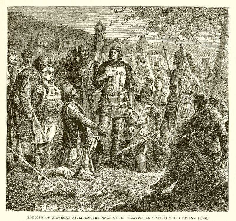 Habsburgilainen Rodolph sai tiedon valitustaan Saksan suvereeniksi (1273) tekijältä English School