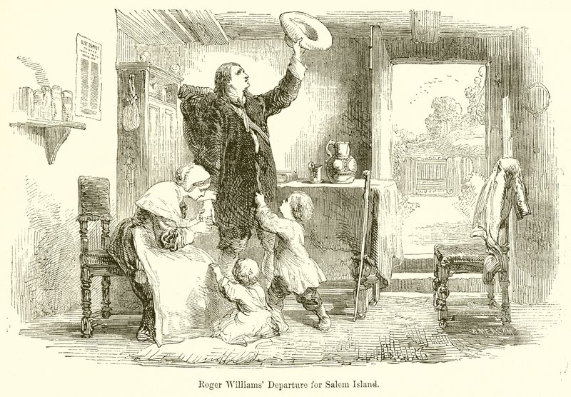 Roger Williams lähtö Salem Islandille tekijältä English School