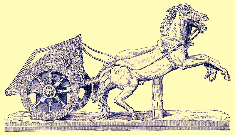 Roomalaiset kilpavaunut, kuvitus Edward Ollierin Cassells Illustrated Universal Historysta, julkaistu 1890 (digitaalisesti paranneltu kuva) tekijältä English School