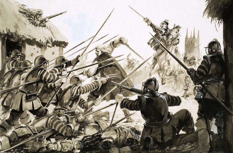 Roundheads taistelee Cavaliersia vastaan Worcesterissa tekijältä English School