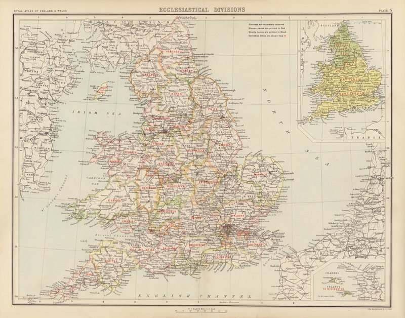 Royal Atlas, n. 1900: Kirkolliset jaot (värilitho) tekijältä English School