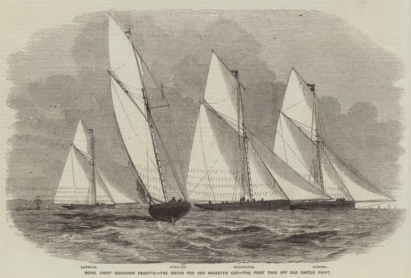 Royal Yacht Squadron Regatta, Hänen Majesteettinsa Cupin ottelu, Old Castle Pointin ensimmäinen nousu (kaiverrus) tekijältä English School