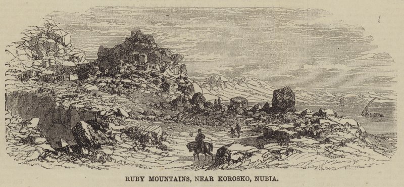 Ruby Mountains, lähellä Koroskoa, Nubia (kaiverrus) tekijältä English School
