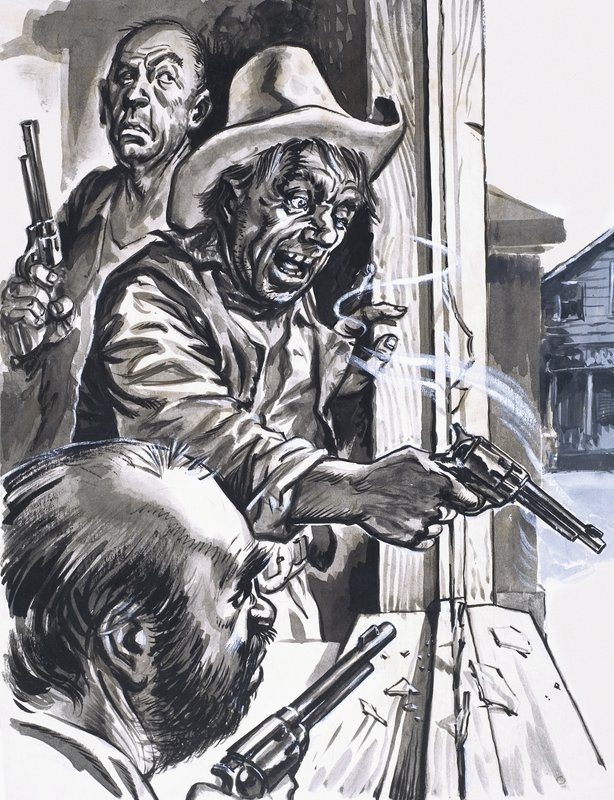 Ruffian Cowboyt ampuvat ikkunasta tekijältä English School