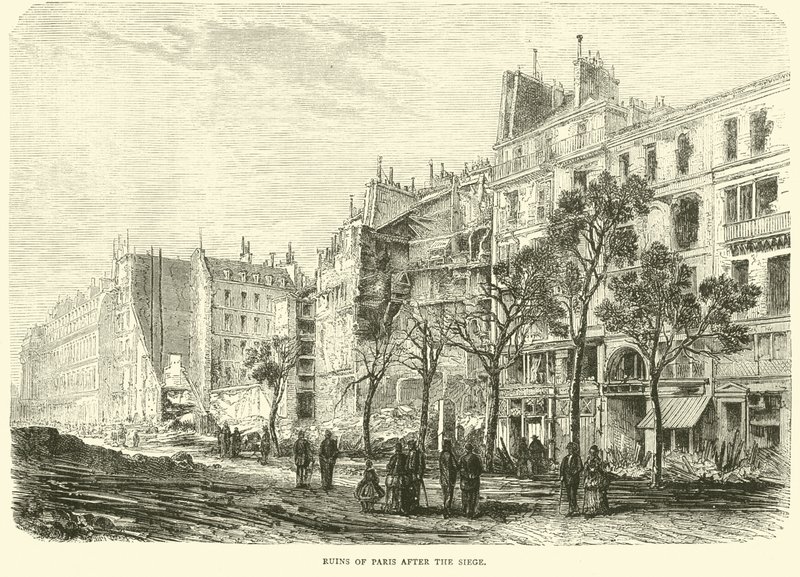 Pariisin rauniot piirityksen jälkeen, huhtikuu 1871 tekijältä English School