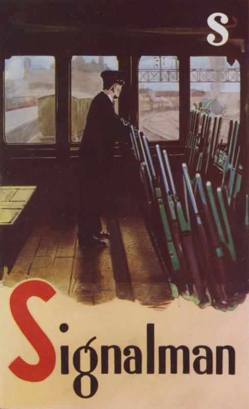 S, viestimies (värillinen litografia) tekijältä English School