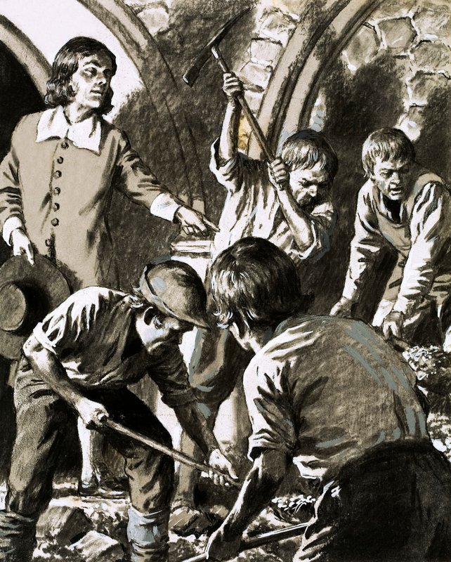 Samuel Pepys tallensi kuinka hän yritti löytää Barksteadin aarreaitta (guassi paperille) tekijältä English School