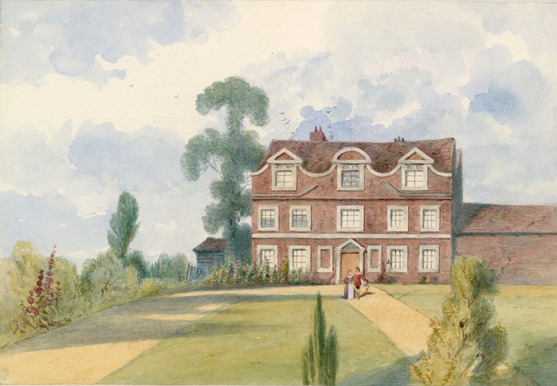 Sandford Manor House, Fulham, Lontoo, entinen Nell Gwynnen asuinpaikka (wc paperilla) tekijältä English School