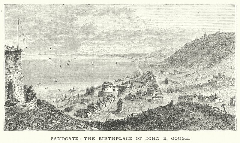Sandgate, John B Goughin syntymäpaikka (kaiverrus) tekijältä English School