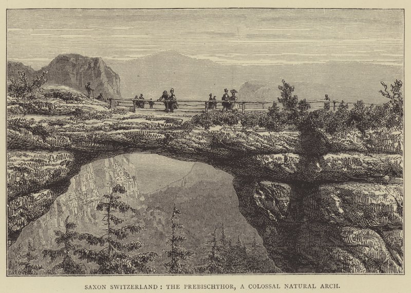 Saxon Switzerland, Prebischthor, kolossaalinen luonnonkaari (kaiverrus) tekijältä English School