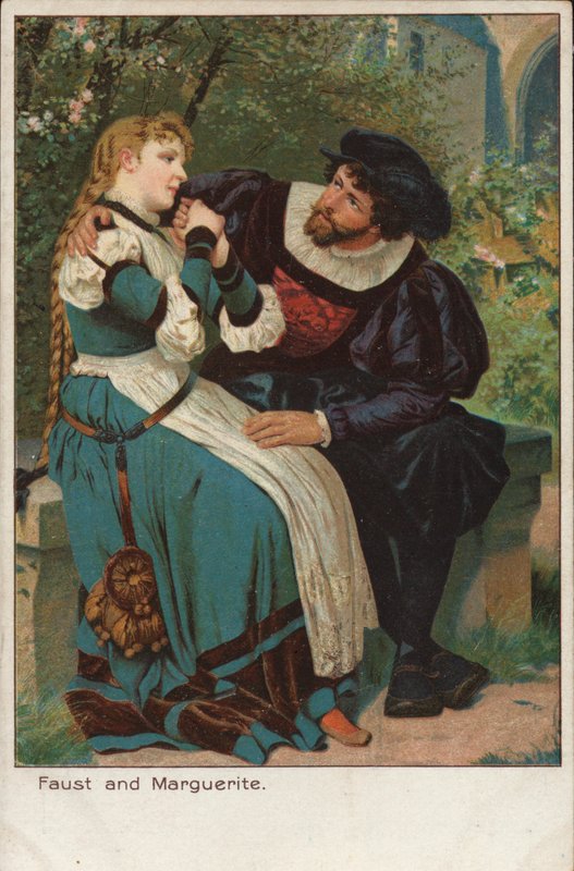 Kohtaus ranskalaisen säveltäjän Charles Gounodin oopperasta Faust (chromolitho) tekijältä English School