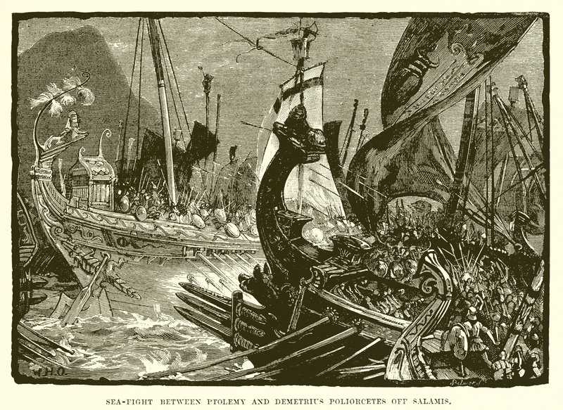 Meritaistelu Ptolemaios ja Demetrius Poliorcetes välillä Salamis tekijältä English School