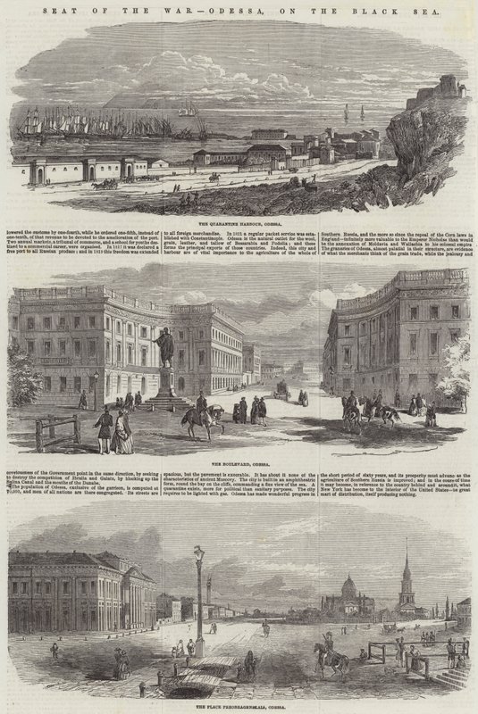 Sodan istuin, Odessa, Mustanmeren rannalla (kaiverrus) tekijältä English School