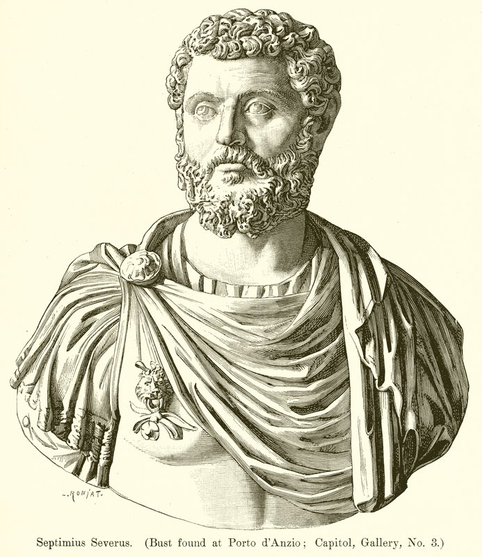 Septimius Severus. (Rintakuva löydetty Porto dAnziosta; Capitol, Gallery, nro 3) tekijältä English School