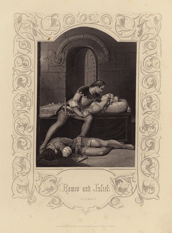 Shakespeare: Näytös 5, kohtaus 3 (kaiverrus). tekijältä English School