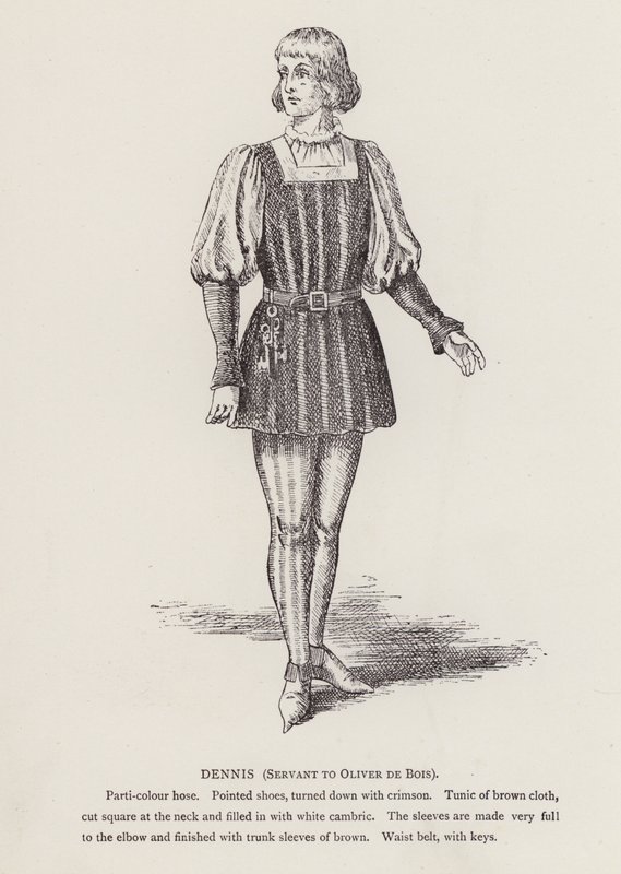 Shakespearen Kuten pidät: Dennis, Oliver De Boisin palvelija (litho) tekijältä English School