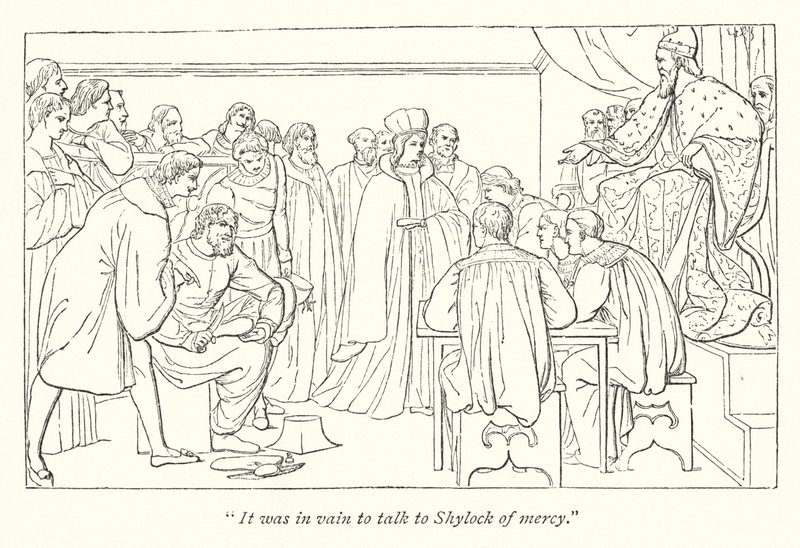 Shakespearen Venetsian kauppias; Tuomioistuin, Doge kutsuu Portian istuimelleen tekijältä English School
