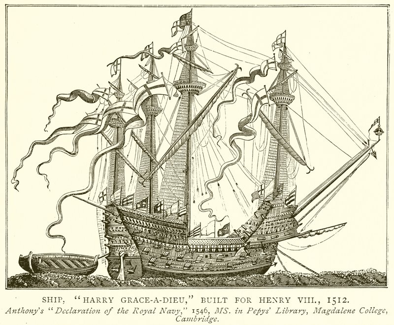 Laiva, Harry Grace-a-Dieu, rakennettu Henry VIII:lle, 1512 tekijältä English School