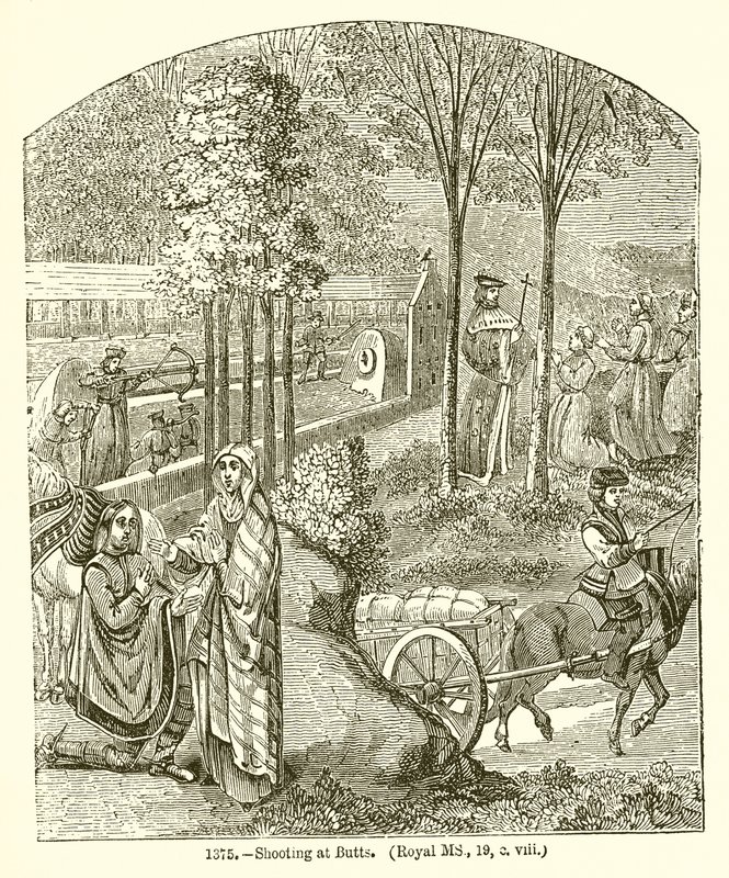 Ampuminen Buttsiin. (Royal MS, 19, o. Viii) tekijältä English School