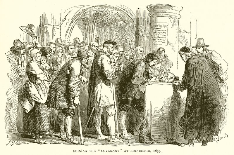 Liiton allekirjoittaminen Edinburghissa 1639 tekijältä English School