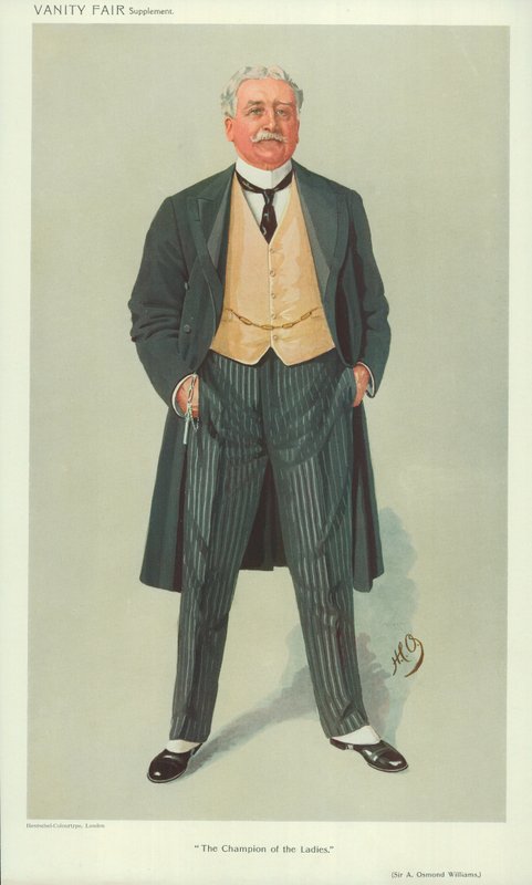 Sir A Osmond Williams, The Champion of the Ladies, 1. joulukuuta 1909, Vanity Fair -sarjakuva tekijältä English School