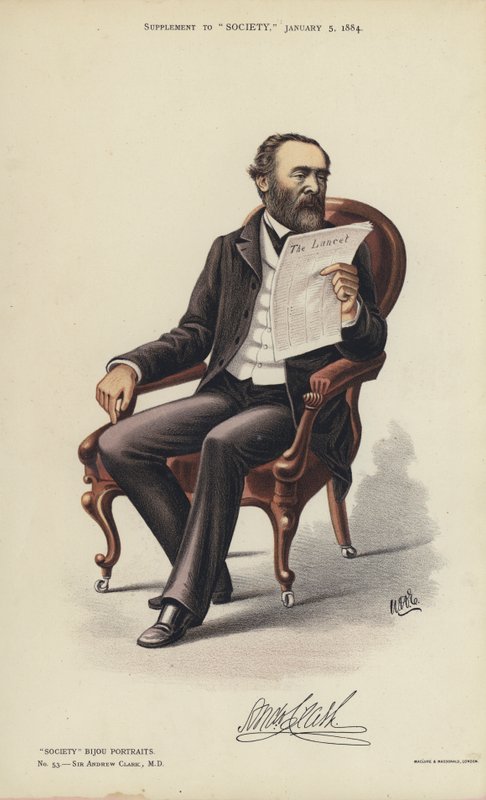 Sir Andrew Clark, MD (väri litho) tekijältä English School