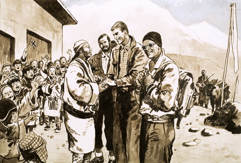 Sir Edmund Hillary vierailee uudelleen Nepalissa vuonna 1963 tekijältä English School