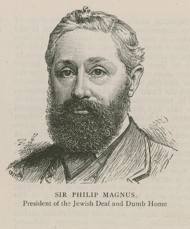 Sir Philip Magnus, Juutalaisten kuurojen ja tyhmien kodin presidentti tekijältä English School