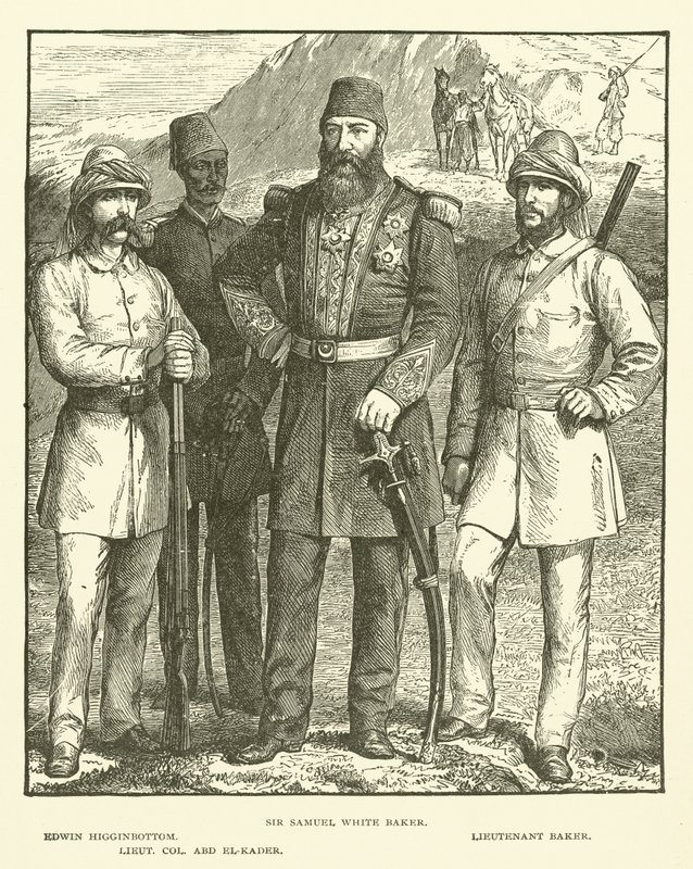 Sir Samuel White Baker, Edwin Higginbottom, luutnantti Baker, everstiluutnantti Abd El-Kader (kaiverrus) tekijältä English School