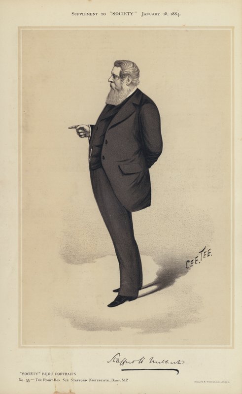 Sir Stafford Northcote, kansanedustaja (väri litho) tekijältä English School