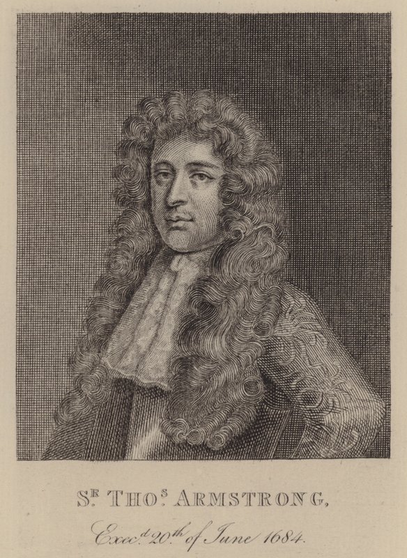 Sir Thomas Armstrong, englantilainen sotilas ja poliitikko (kaiverrus). tekijältä English School