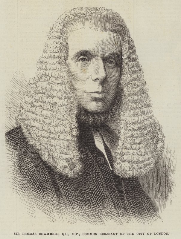 Sir Thomas Chambers, QC, kansanedustaja, Lontoon kaupungin yleisseriffi (kaiverrus). tekijältä English School