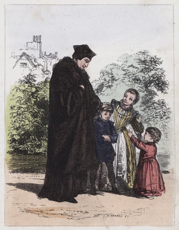 Sir Thomas More ja hänen lapsensa (värillinen kaiverrus) tekijältä English School