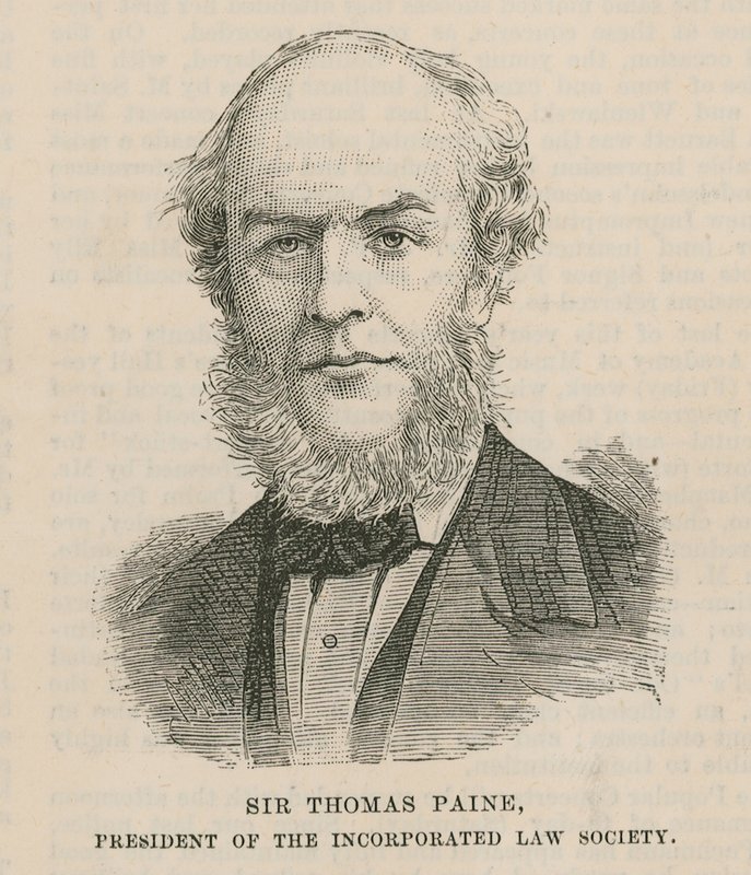 Sir Thomas Paine, Incorporated Law Societyn puheenjohtaja tekijältä English School