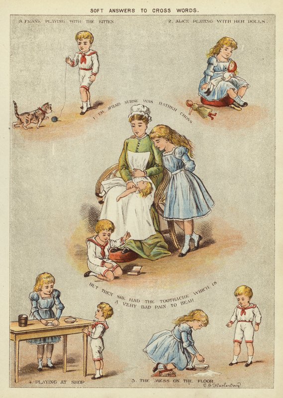 Pehmeät vastaukset ristisanoihin (chromolitho) tekijältä English School