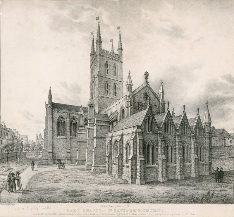 Kaakkoisnäkymä Lady Chapelille, St Saviors Church, Southwark tekijältä English School