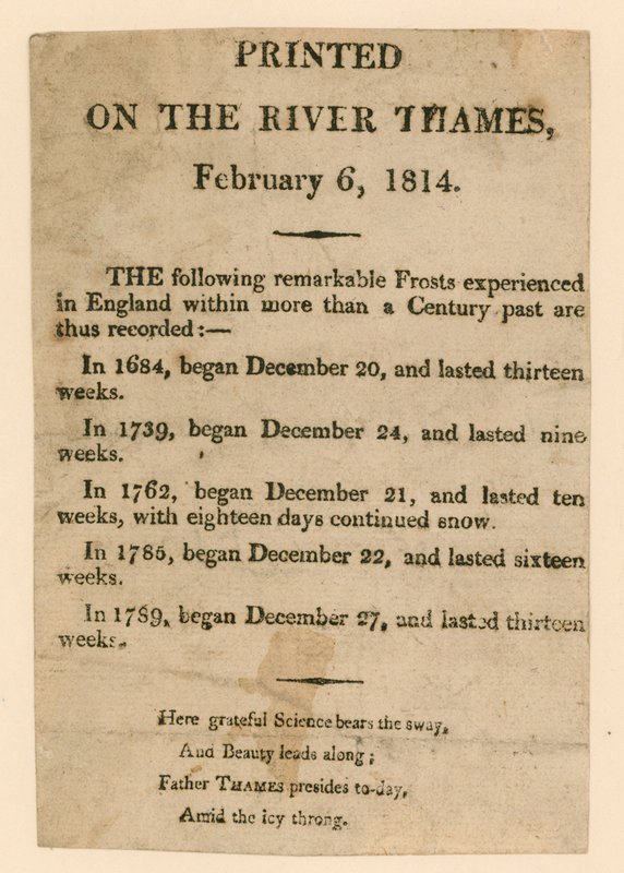 Matkamuisto Frost-messuille vuodelta 1814 tekijältä English School