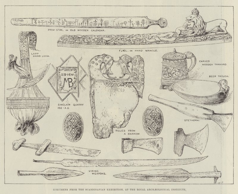 Näytteitä Skandinavian näyttelystä, Royal Archaeological Institute (kaiverrus) tekijältä English School