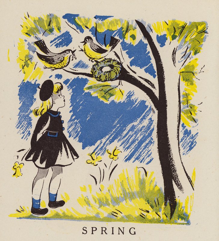 Kevät (värilitografia) tekijältä English School