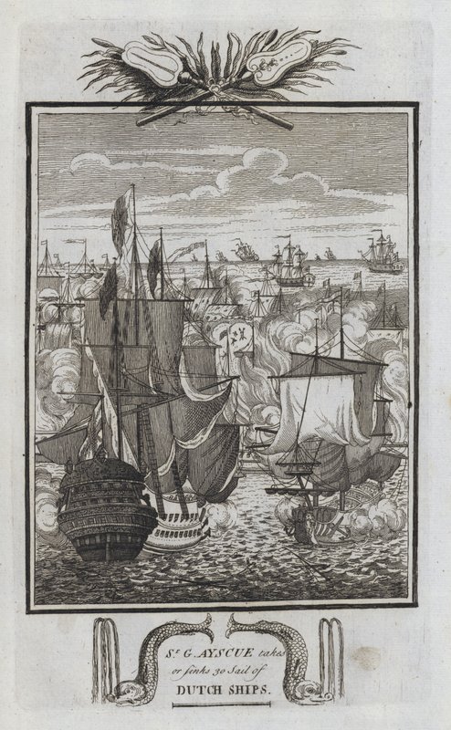 Sr G Ayscue ottaa tai upottaa 30 Sail of Dutch Ships (kaiverrus) tekijältä English School