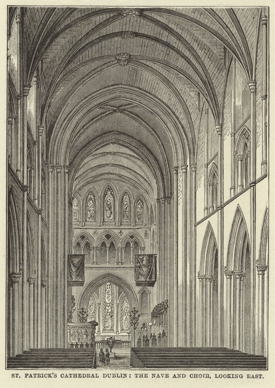St Patricks Cathedral Dublin, nave ja kuoro katsovat itään tekijältä English School